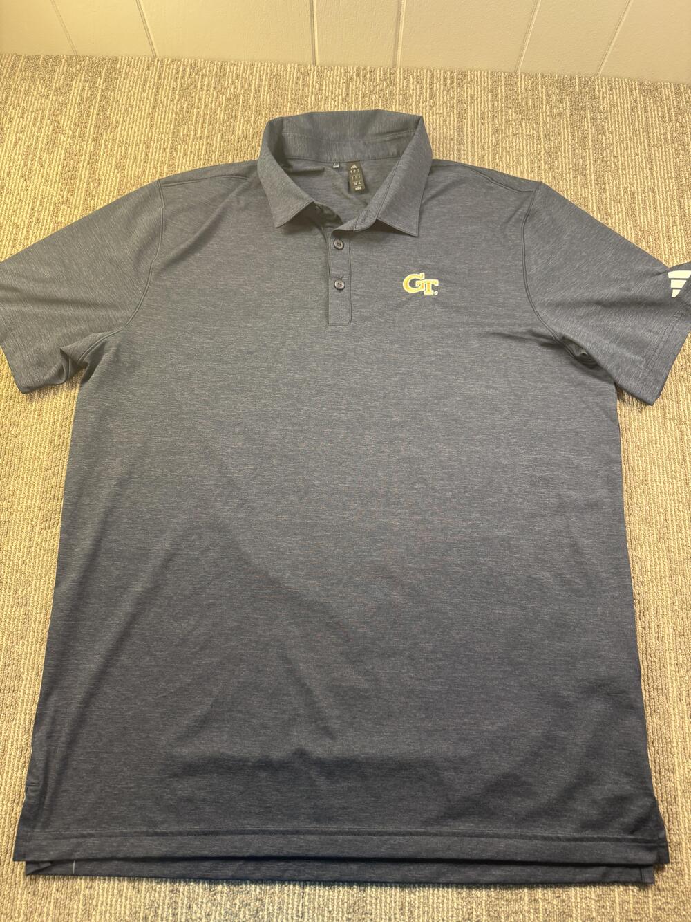 Georgia Tech Yellow Jackets Polo Shirt Mens Large Blue NCAA Basketball Adidas